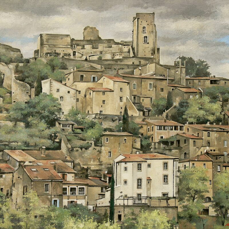 lacoste - vaucluse 2017, 36 x 44 cm, öl auf leinwand