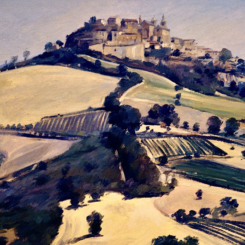 village près d'ascoli piceno - marches 1998, 41 x 48 cm, huile sur carton 
