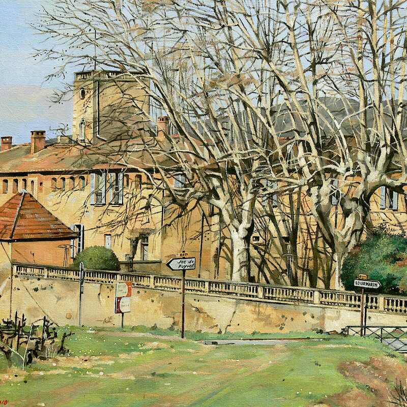 domaine la-corrée bei lourmarin - vaucluse 2018, 44 x 55 cm, öl auf leinwand