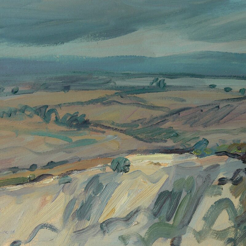 paysage près d'orvieto - ombrie 1993, 34 x 42,5 cm, huile sur carton