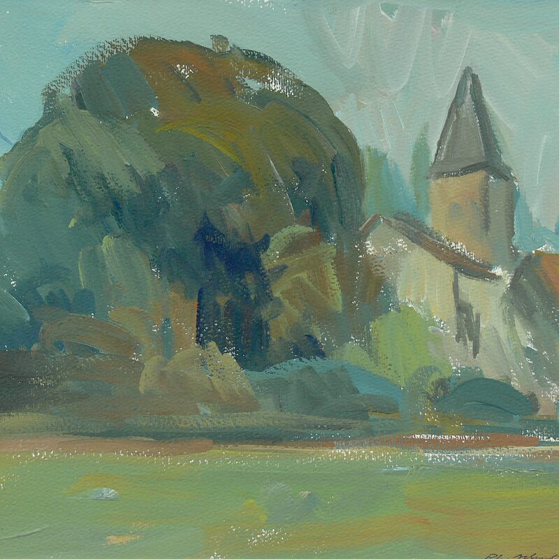 dorf bei dijon - côte-d'or 1989, 24 x 31 cm, gouache auf papier