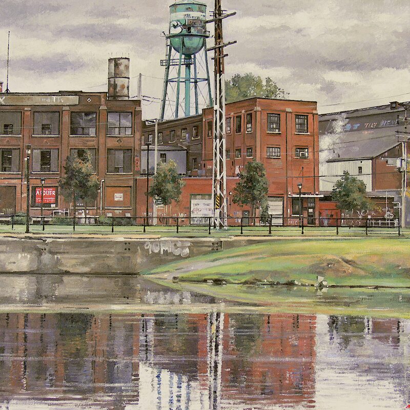 lachine canal nearby atwater market, montreal - quebec 2009, 22" x 28", oil on canvas