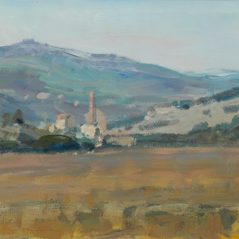 paysage près de preggio - ombrie 1988, 36 x 48 cm, gouache sur papier