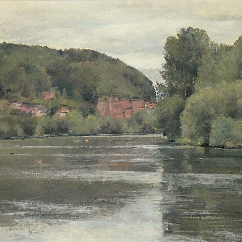mosellandschaft bei igel - rheinland-pfalz 1998, 54 x 70 cm, öl auf karton