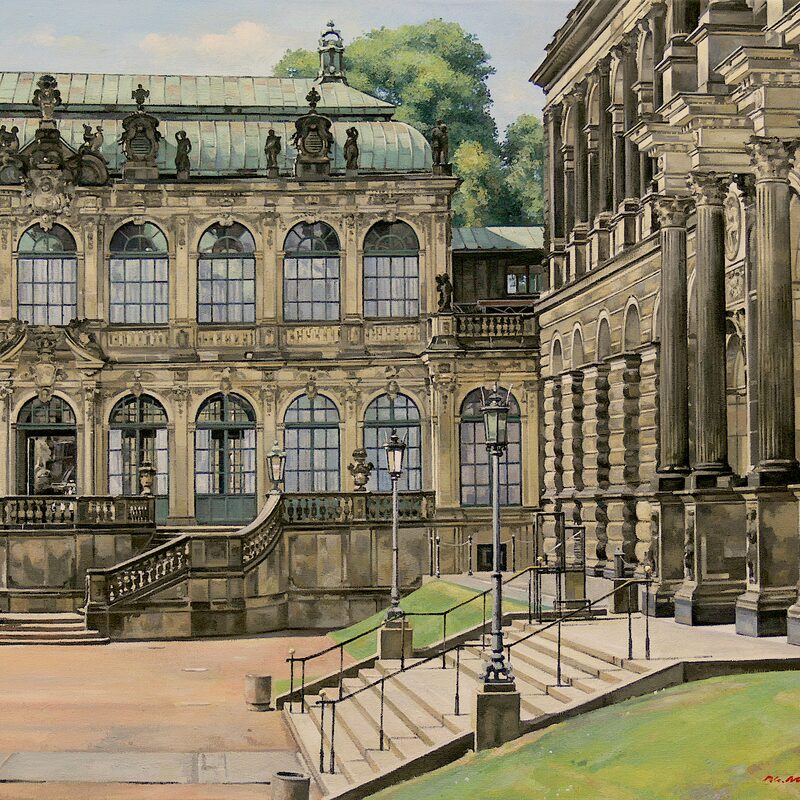 pavillon-français et galérie-de-semper palais-zwinger, dresde - saxe 2013, 60 x 73, huile sur toile