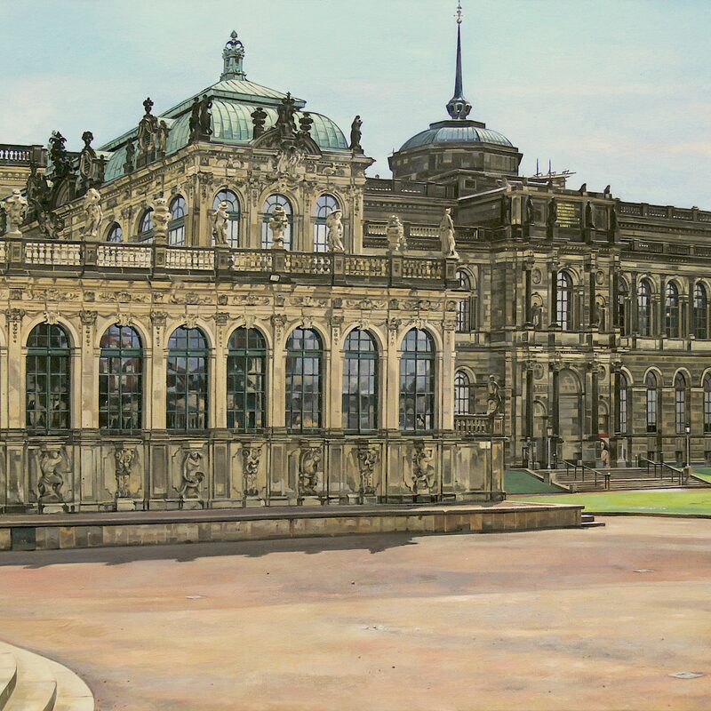 semper gallery and french pavilion zwinger palace dresden - saxony 2014, 33,5" x 43,3", oil on canvas