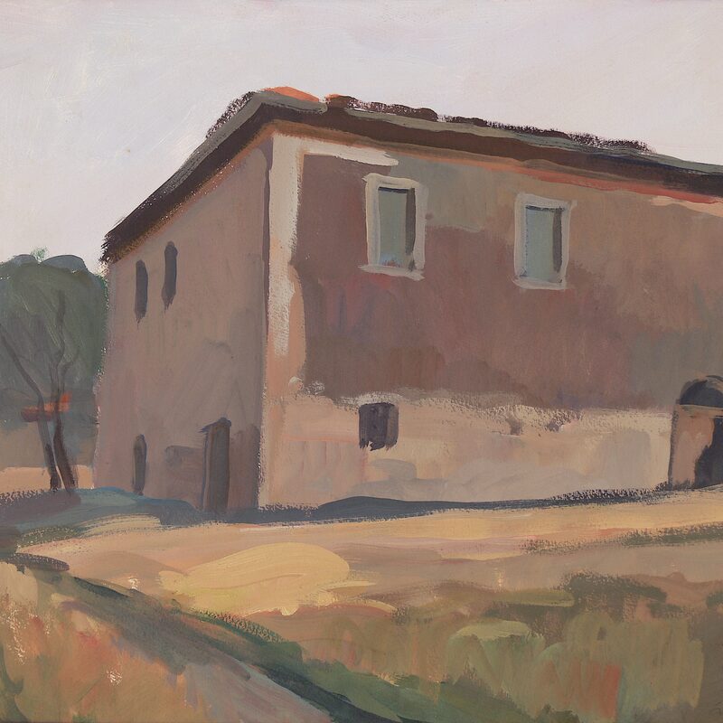 ferme abandonnée près de volterra - toscane 1987, 36 x 48 cm, gouache sur papier