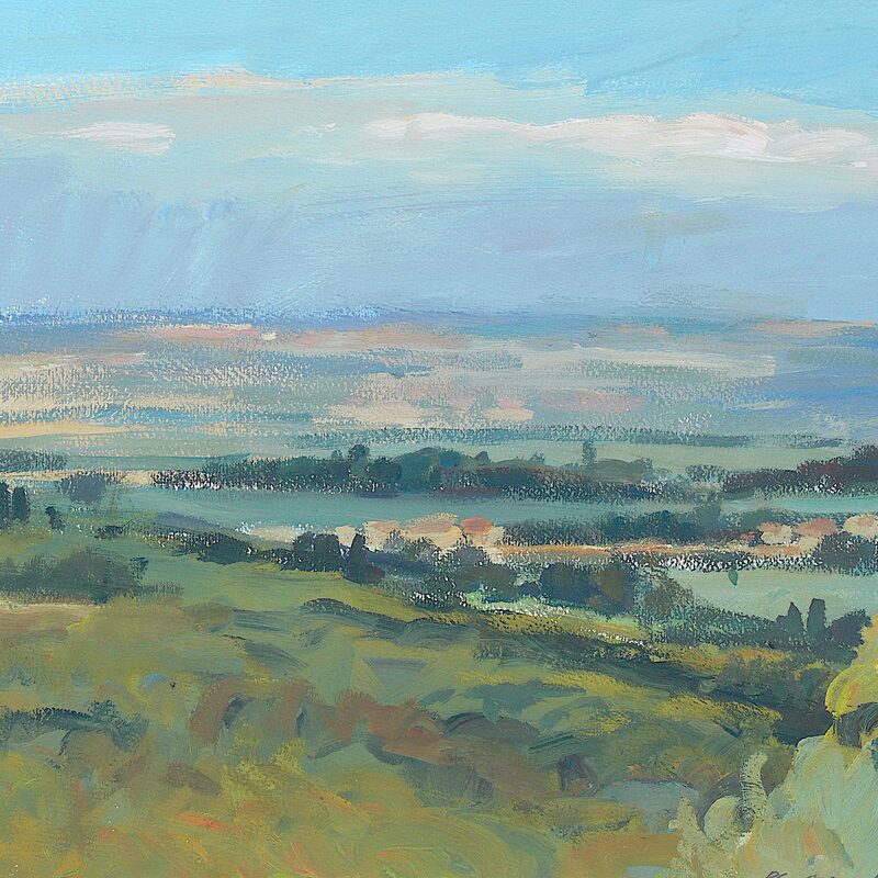 paysage près de monte san savino - toscane 1990, 30 x 40 cm, gouache sur papier