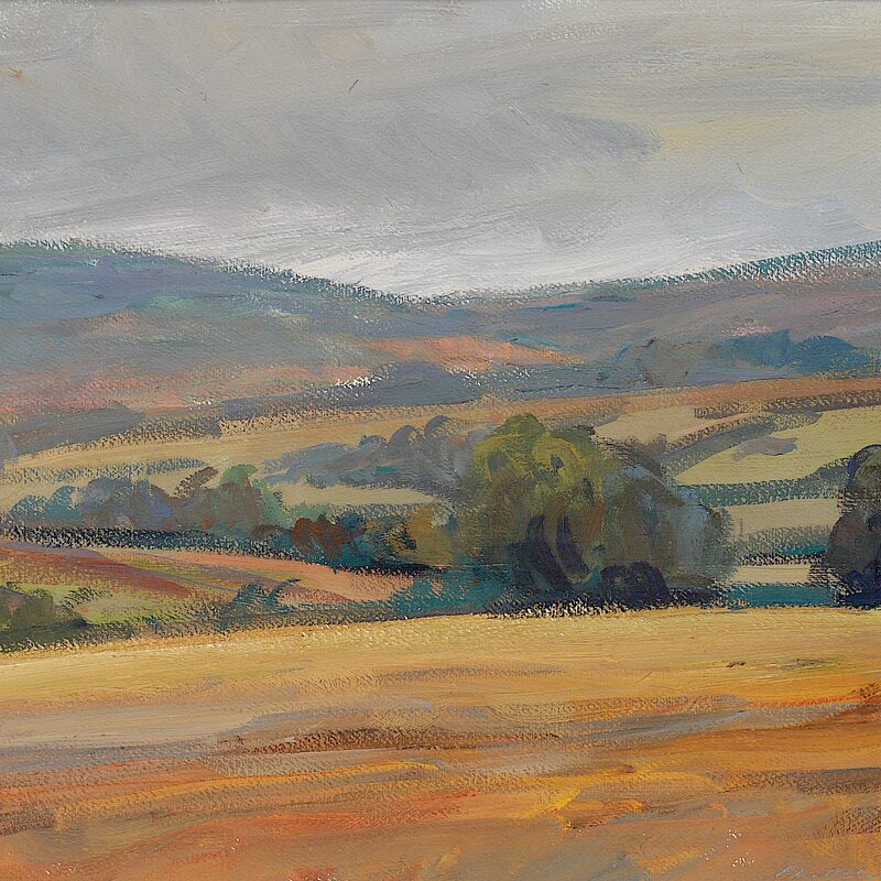 landschaft bei moutiers-st.-jean - côte-d'or 1989, 30 x 40 cm, gouache auf papier