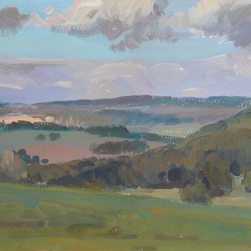 paysage près de munschecker - canton de grevenmacher 1989, 30 x 40 cm, gouache sur papier