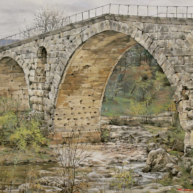 brücke julien - vaucluse 2018, 60 x 75 cm, öl auf leinwand