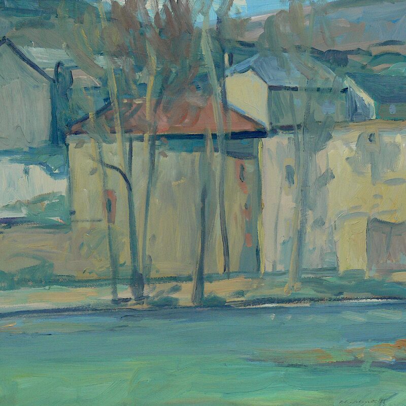 mühle an der sauer - kanton echternach 1991, 51,5 x 52 cm, öl auf karton