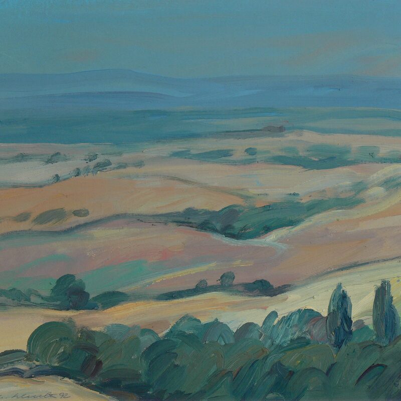 paysage près d'orvieto - ombrie 1993, 34,5 x 41 cm, huile sur carton
