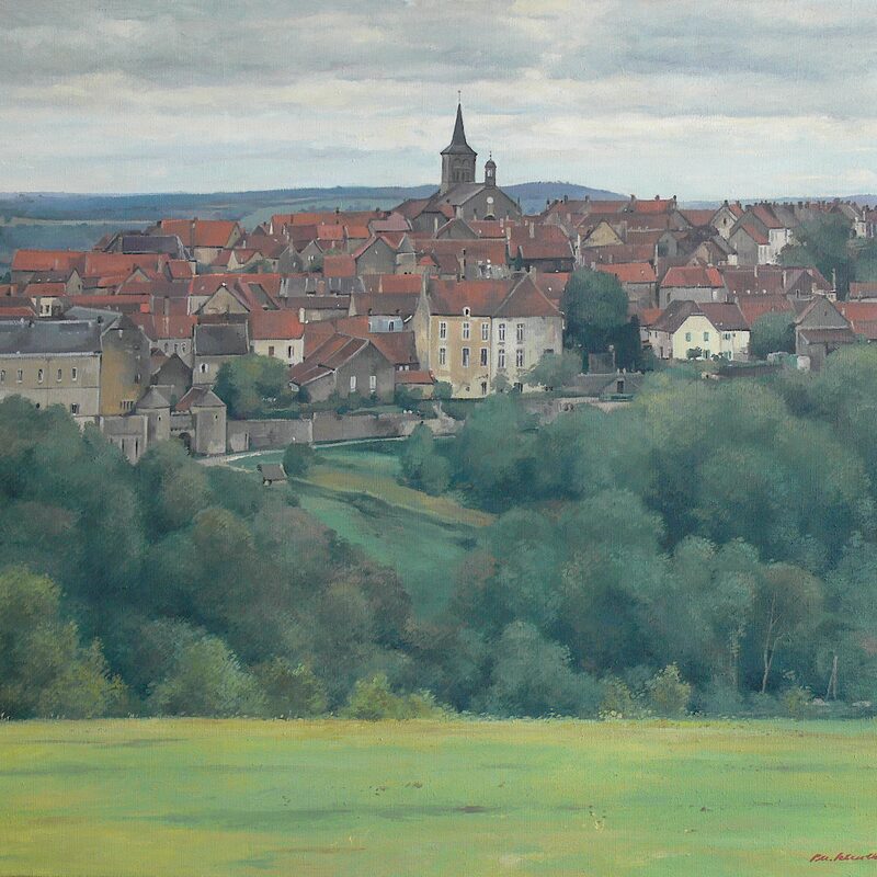 flavigny-sur-ozerain - côte-d'or 2001, 80 x 89 cm, öl auf leinwand