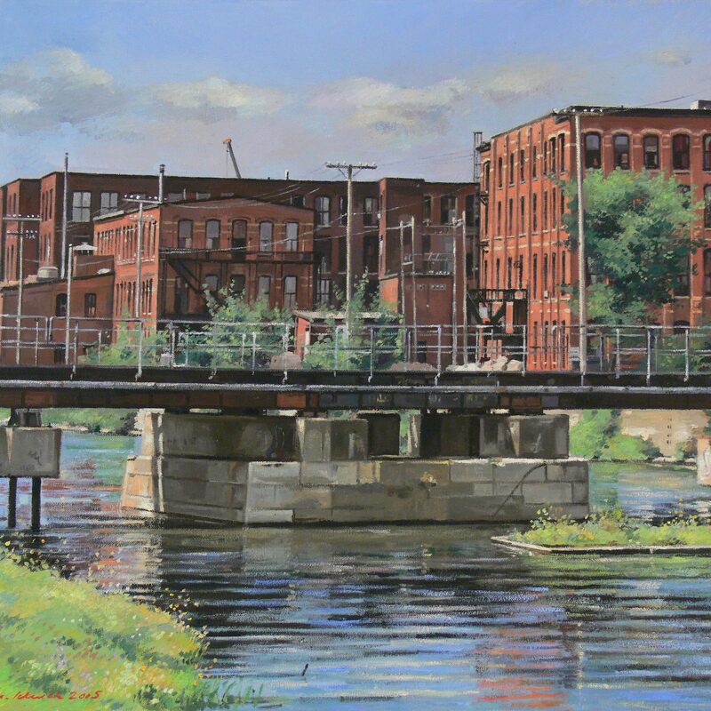 lachine canal nearby château st.-ambroise montreal - quebec 2005, 20,5" x 23,4", oil on canvas
