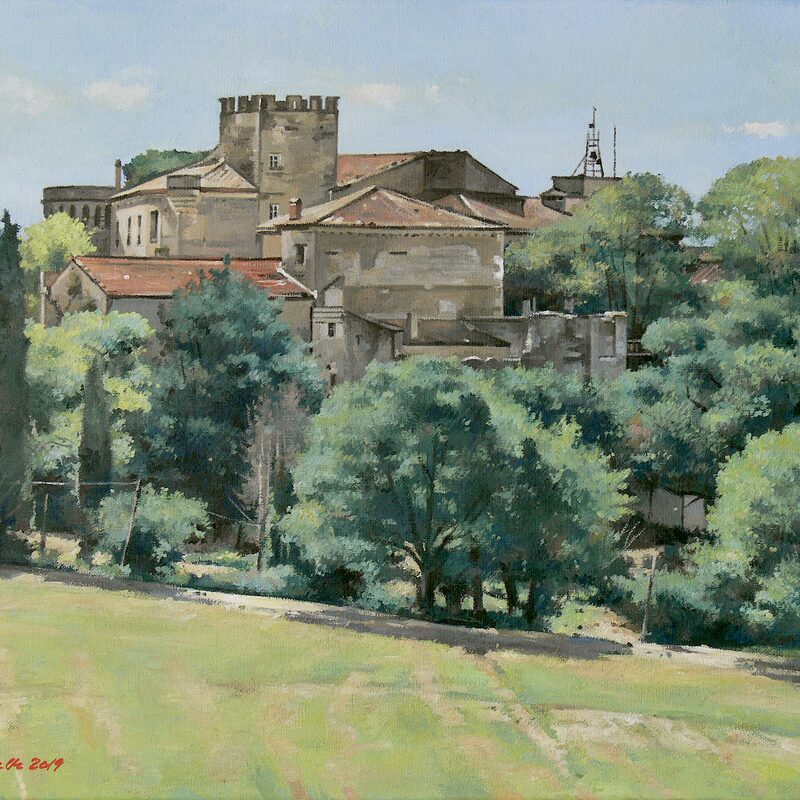 château of murs - vaucluse 2019, 14,2" x 17,3", oil on canvas