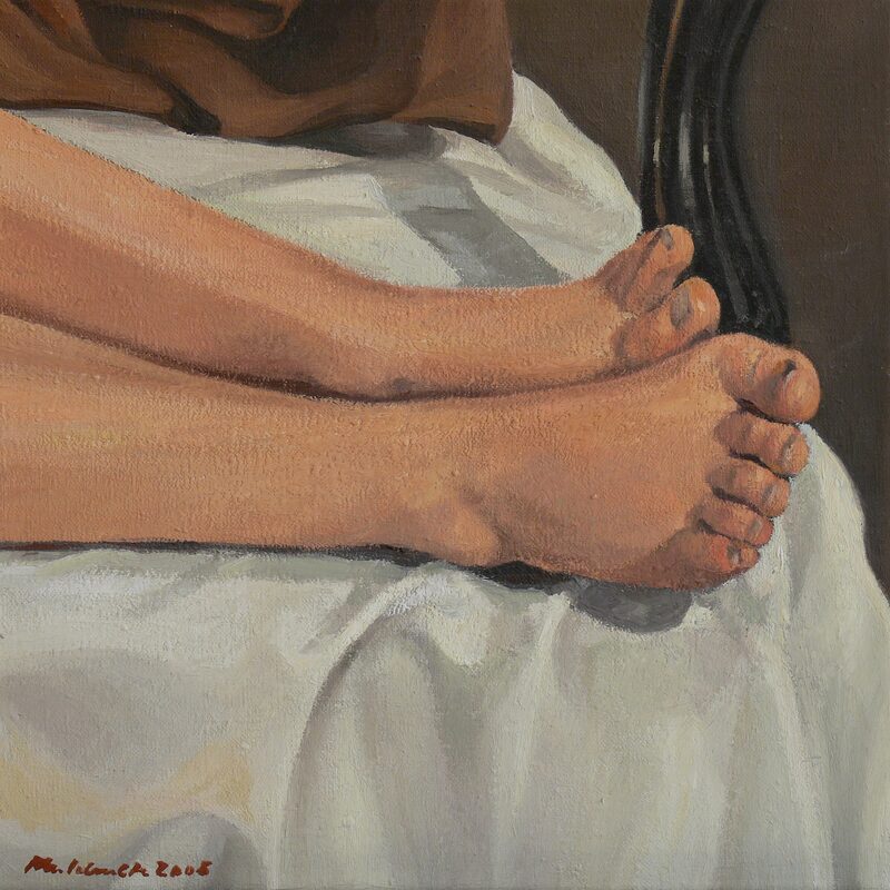étude des pieds 2005, 30 x 30 cm, huile sur toile