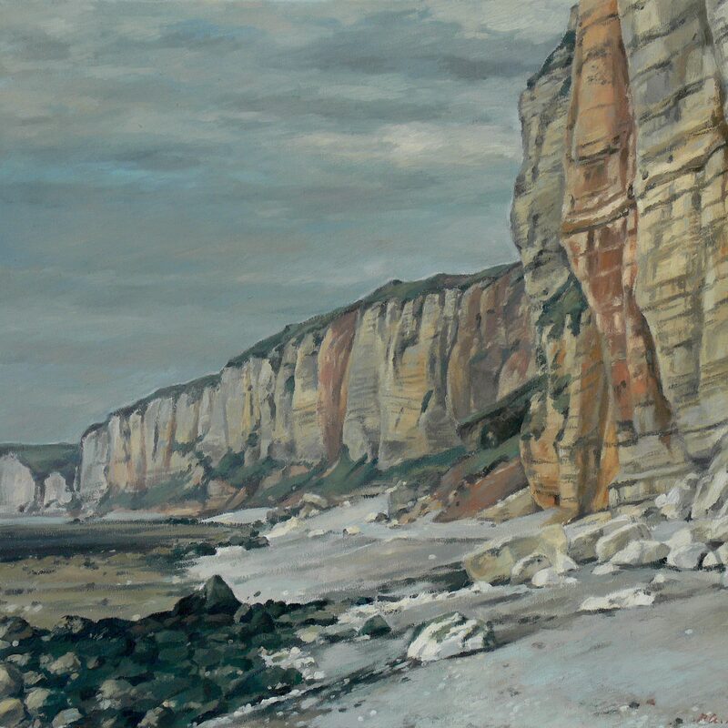 felsen bei yport - seine-maritime 2000, 52 x 59 cm, öl auf baumwolle