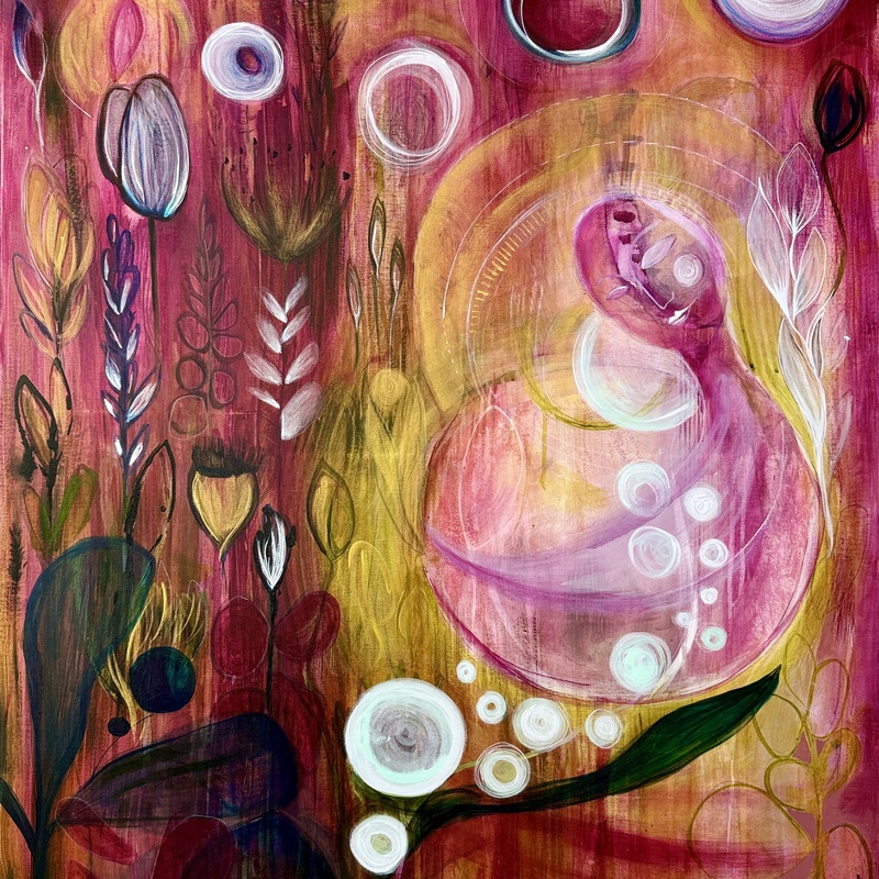 "Motherlove" 90x70 cm, Acryl auf Leinwand 

Preis: 880,00 € 

Die Botschaft an dich:
Du musst dich nicht zwischen deinem „Verwurzelt-Sein“ und deinem „Abheben-Dürfen“ entscheiden. Du bist beides. Du bist die Blume, die nach dem Licht strebt, und die nährende Erde, die ihr Halt gibt.

Dieses Bild lädt dich täglich ein, dich in deiner eigenen Kraft geborgen zu fühlen. Es ist Zeit, die Mutter deiner eigenen neuen Realität zu werden.
Hol dir deinen Anker nach Hause

Um dir dieses Kunstwerk zu sichern, kontaktiere mich jetzt über mein Kontaktformular. 