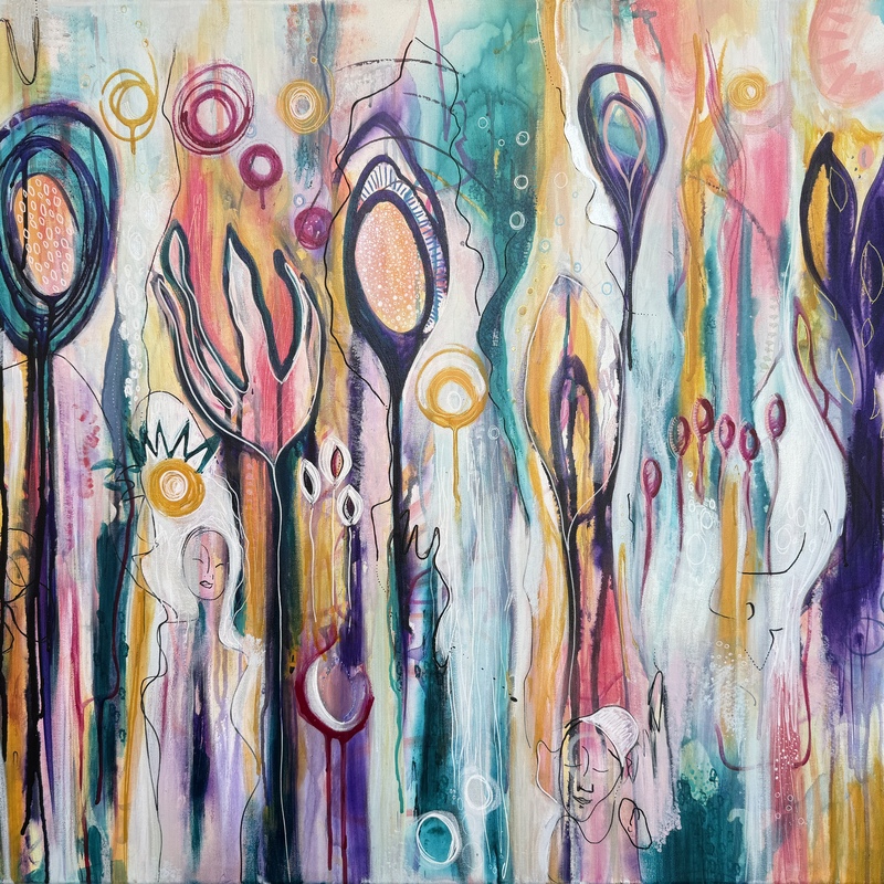 "Becoming Whole" 

100 x 80 cm 

Acryl, Acrylic Ink, Aquarylic, Carbon 

SOLD 