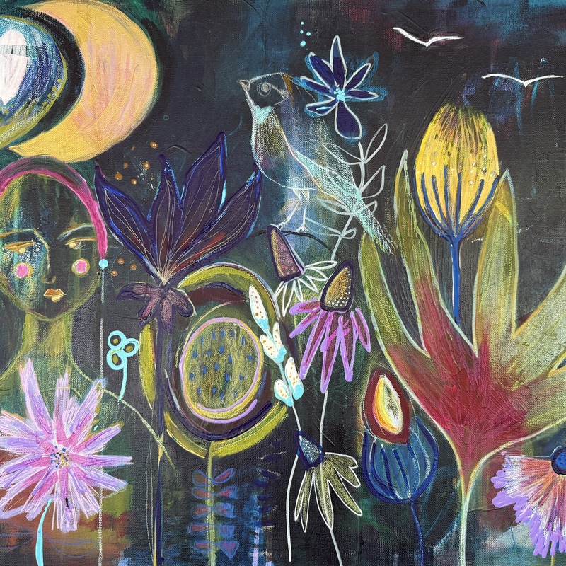 "Intuition" 

50 x 70 cm  
Acryl, Buntstifte auf Leinwand

360,00 € ; zzgl. Versandgebühr