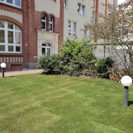 Rollrasen neben Schule