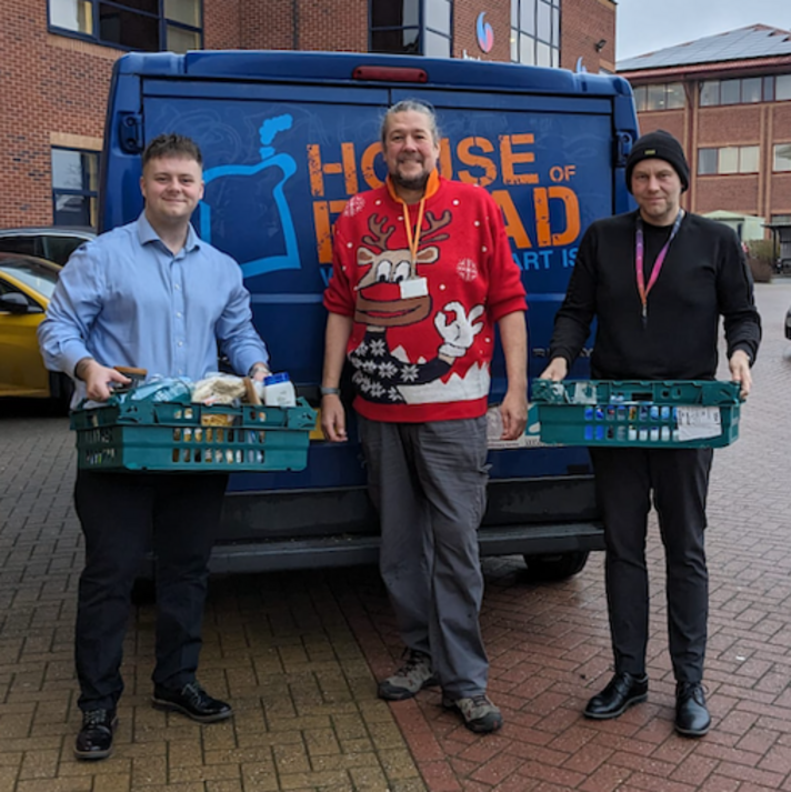 Helping our local charity, House of Bread Stafford, with donations for Christmas