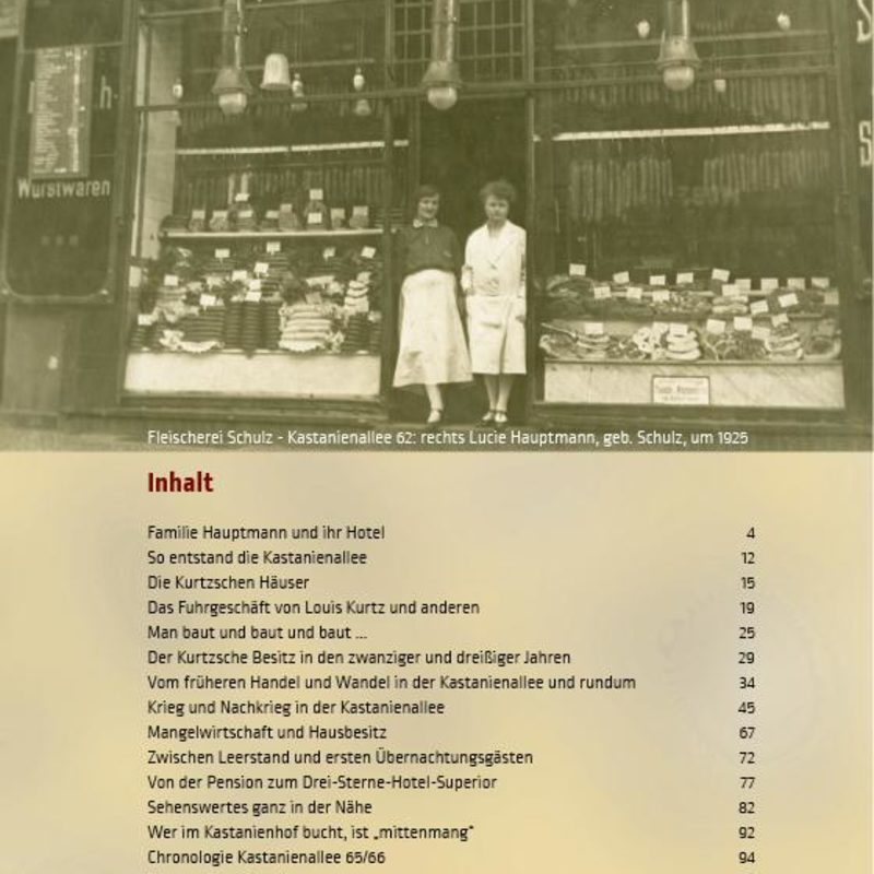 Inhaltsverzeichniss und Fleischerei Schulz Kastanienallee 62