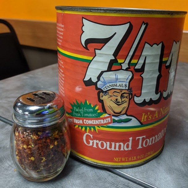 Don't forget your cheese and peppers, found in our iconic tomato cans.