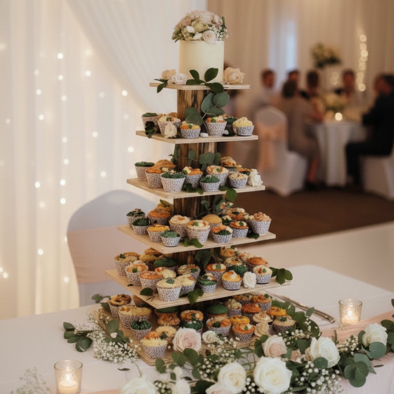 Handmade luxury stacked wedding cupcakes