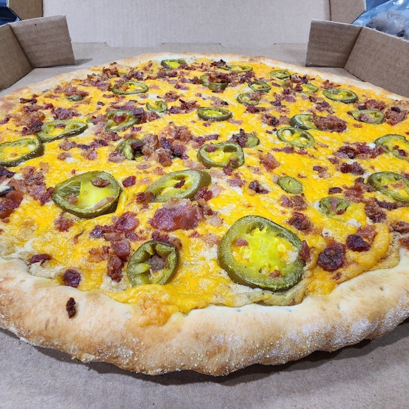 Custom-built traditional pizza.