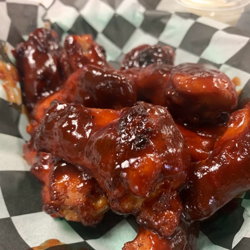 Bone-in hot wings with our honey hot sauce.