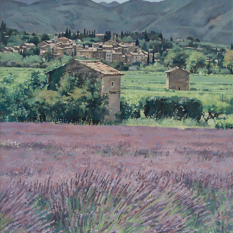 paysage près de venterol - auvergne-rhône-alpes 2025, 44 x 36 cm, huile sur toile