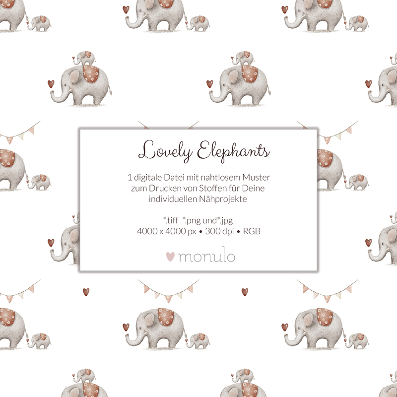 Digitales Stoffdesign "Lovely Elephants"