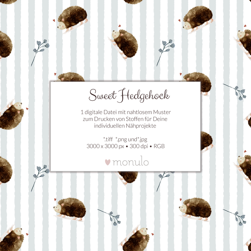 Digitales Stoffdesign "Sweet Hedgehog"