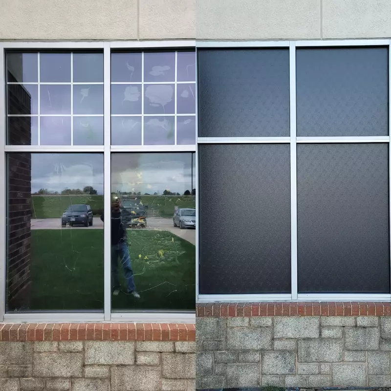 Multi-pane Window Replaced With Textured Glass.