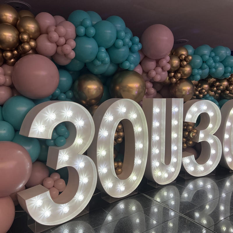 XXL Leuchtzahlen mit Ballonwand - Dekoverleih Berlin Brandenburg