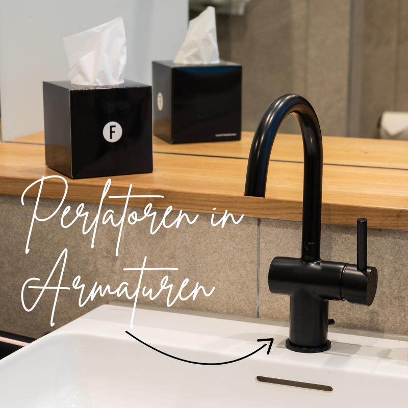 Perlatoren in unseren Wascharmaturen sorgen für weniger Wasserverbrauch.