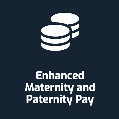 If eligible for statutory pay we enhance this to 6 months paid maternity and 6 months half pay and 2 weeks paid paternity leave.

