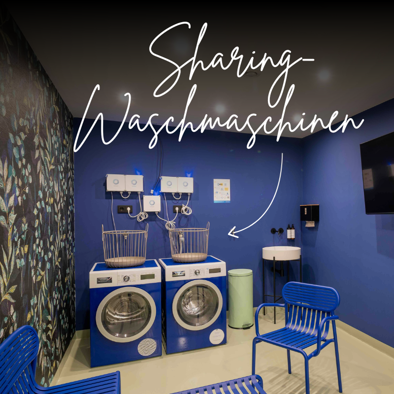 Die Laundry-Räume mit Waschmaschinen sind für alle Gäste da.