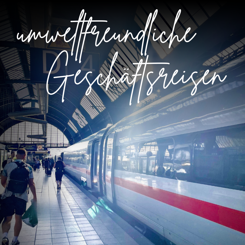 Notwendige Geschäfts-Reisen treten wir mit E-Autos und der Bahn an.