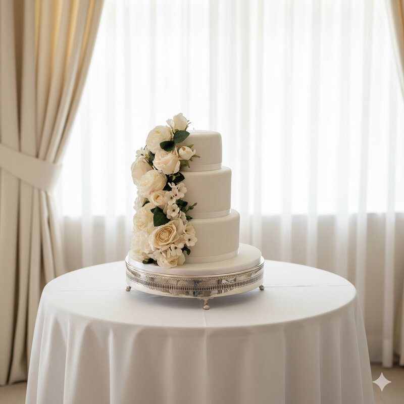 Bespoke luxury ivory flowers three tiered wedding cake