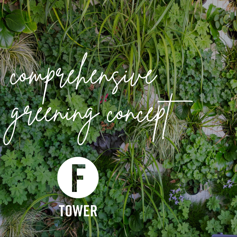 The green facade of the Black F Tower can absorb 35-40 tons of CO2 annually!