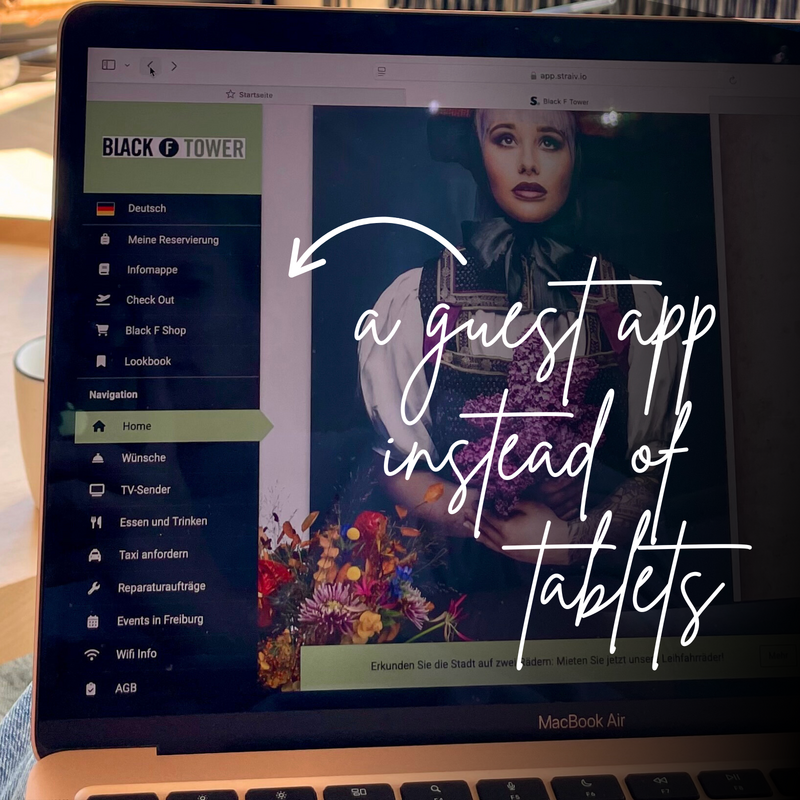 Instead of tablets, we rely on a mobile guest app.
