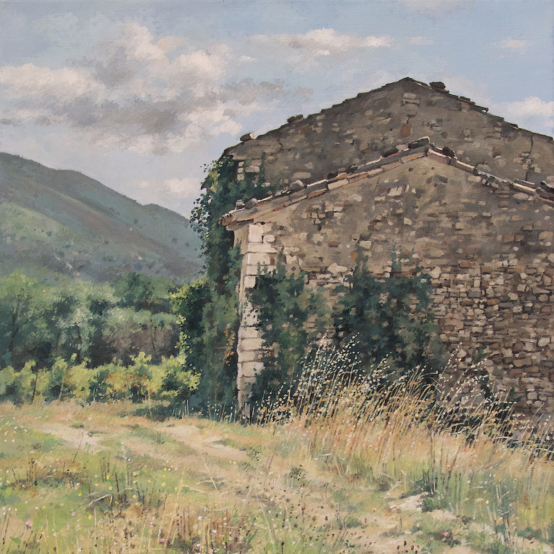 verlassenes haus bei venterol - auvergne-rhône-alpes 2025, 55 x 44 cm, öl auf leinwand
