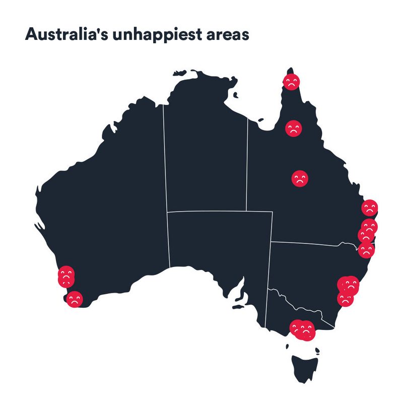 Australia's unhappiest suburbs graphic