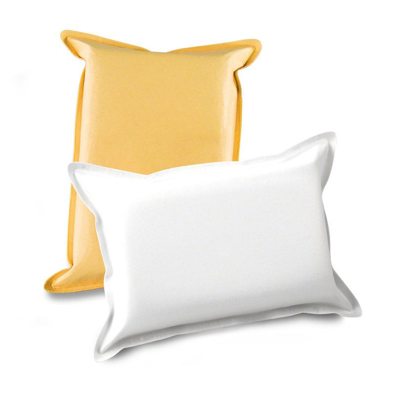 Zwei Mikrofaser-Reinigungskissen in Weiß und Gelb