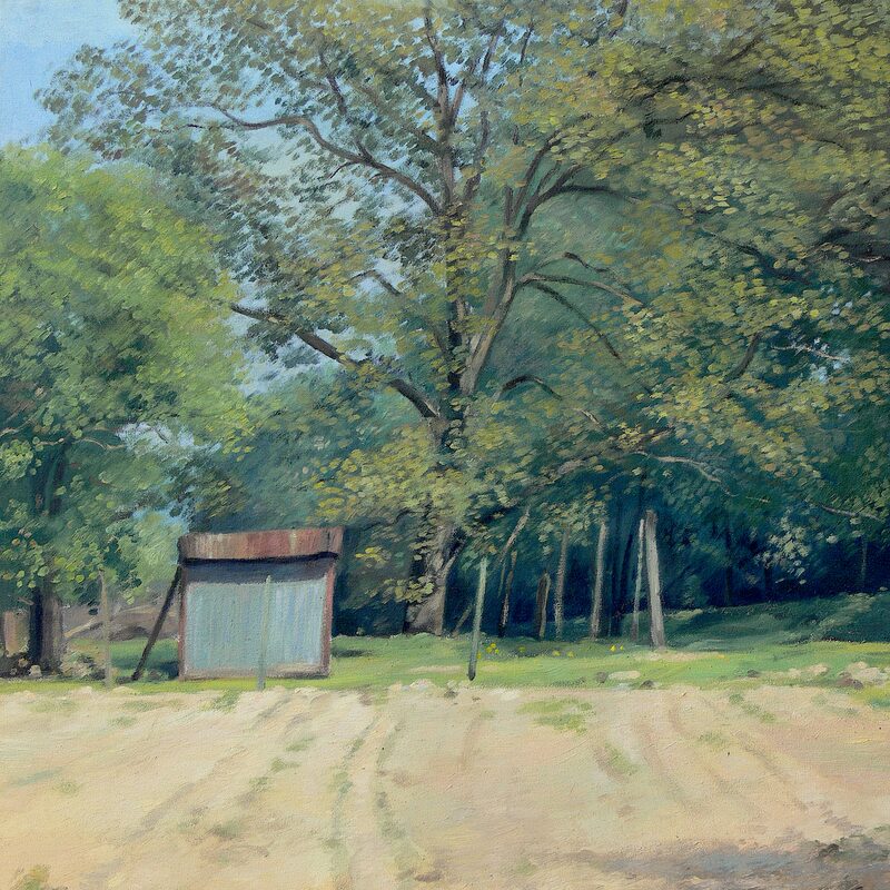 landschaft bei igel - rheinland-pfalz 1999, 52 x 44 cm, öl auf baumwolle