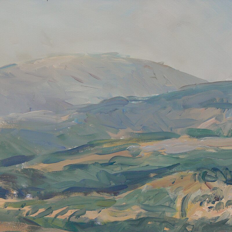landscape nearby preggio - umbria 1988, 13,6" x 18,3", gouache on cardboard