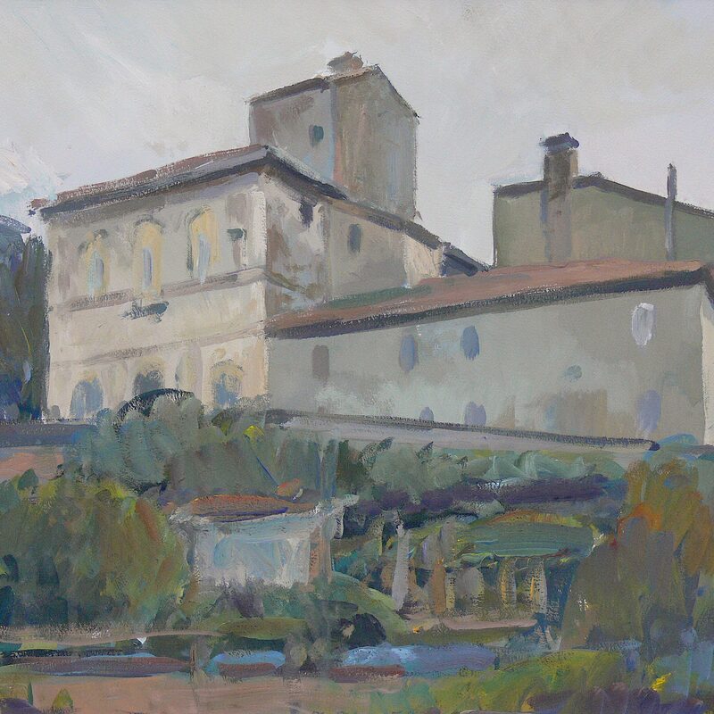 manoir près d'umbertide - ombrie 1988, 34,5 x 46,5 cm, gouache sur papier